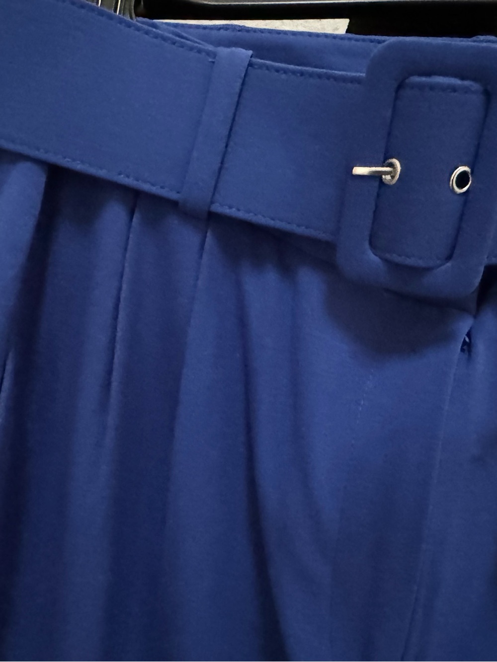 Royal Blue Belted Cropped Pants - Picture 4 of 13
